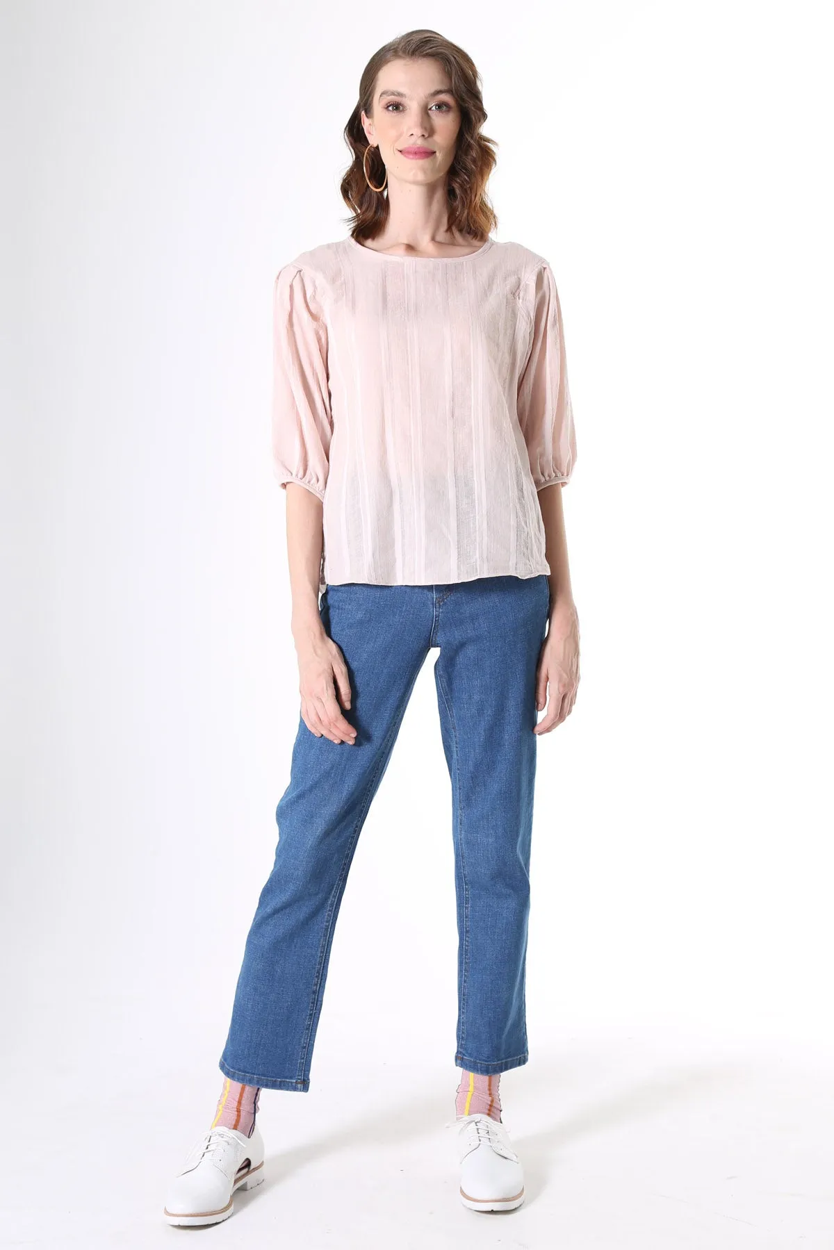 Avenida Textured Blouse Pale Pink in Cotton Blend