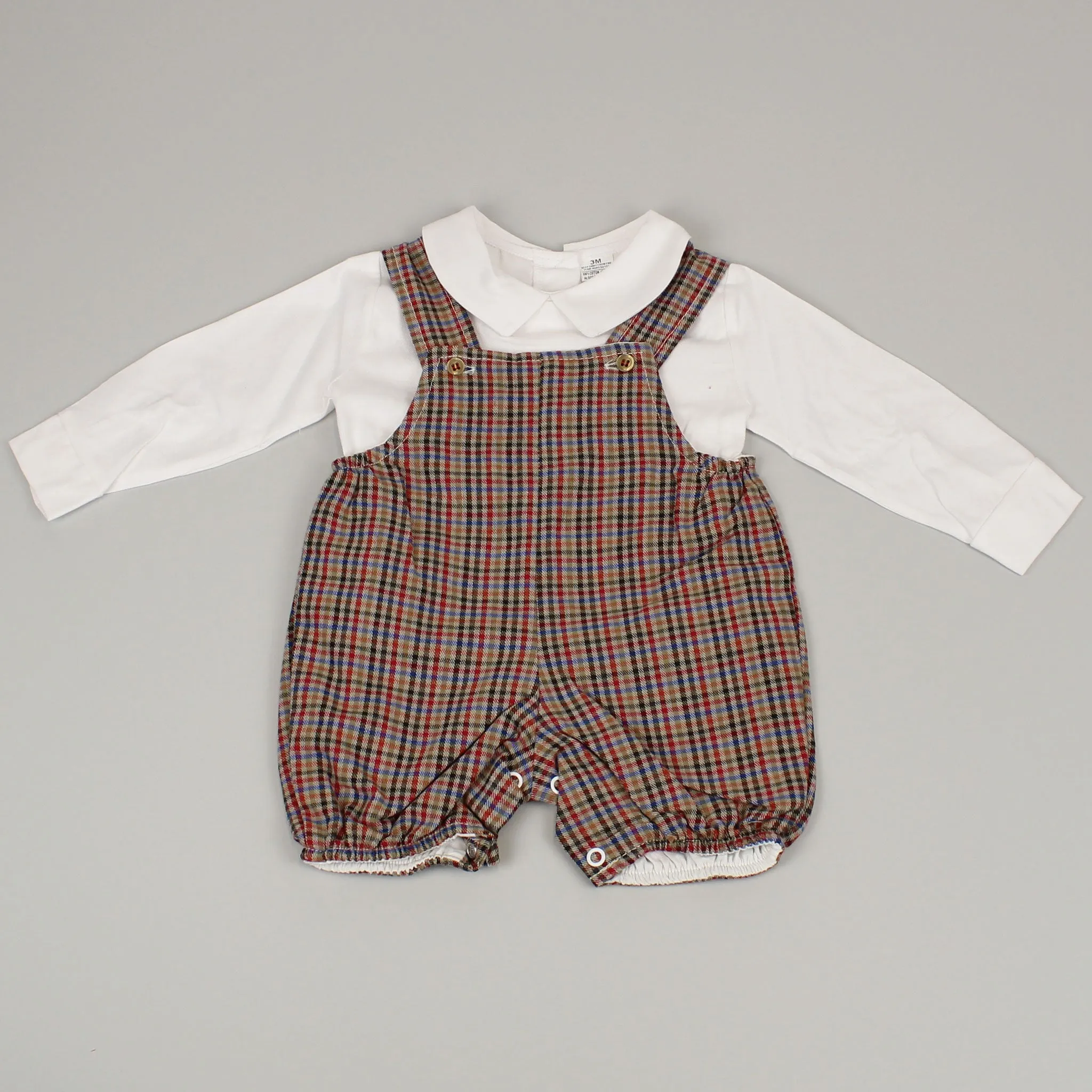 Baby Boys Checked Dungarees and Shirt Outfit