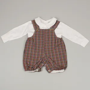 Baby Boys Checked Dungarees and Shirt Outfit