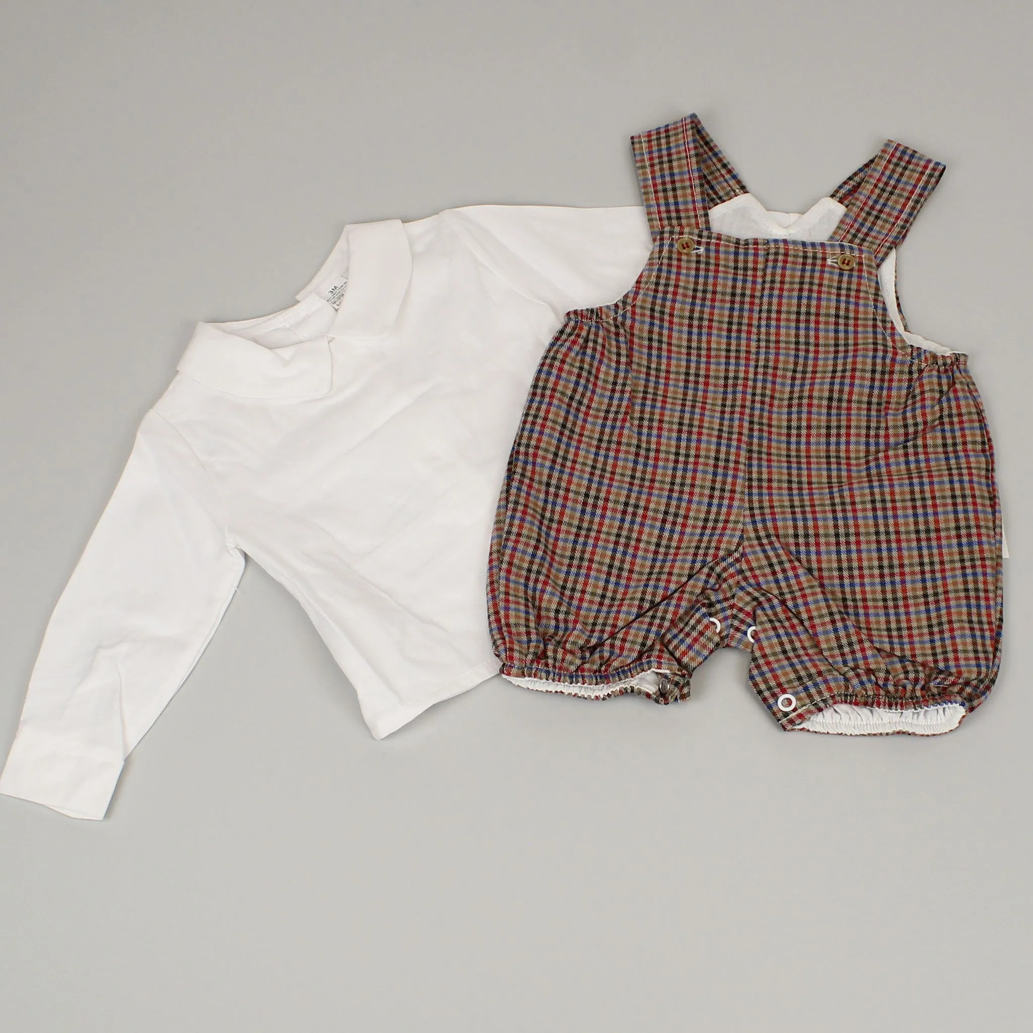 Baby Boys Checked Dungarees and Shirt Outfit