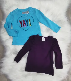 BABY GIRL SIZE 9/12 MONTHS - KOALAKIDS / H&M, 2 Pack Long-sleeved, Soft Knit Tops EUC B16