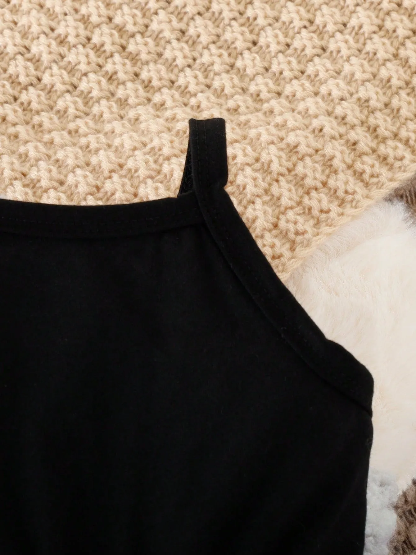 Baby Girls' Casual Jumpsuit And Furry Coat Set For Autumn/winter - FD