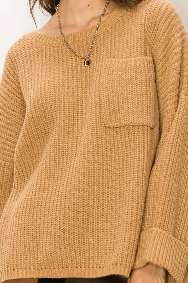 BACK TO BLISS RIB OVERSIZED PULLOVER SWEATER