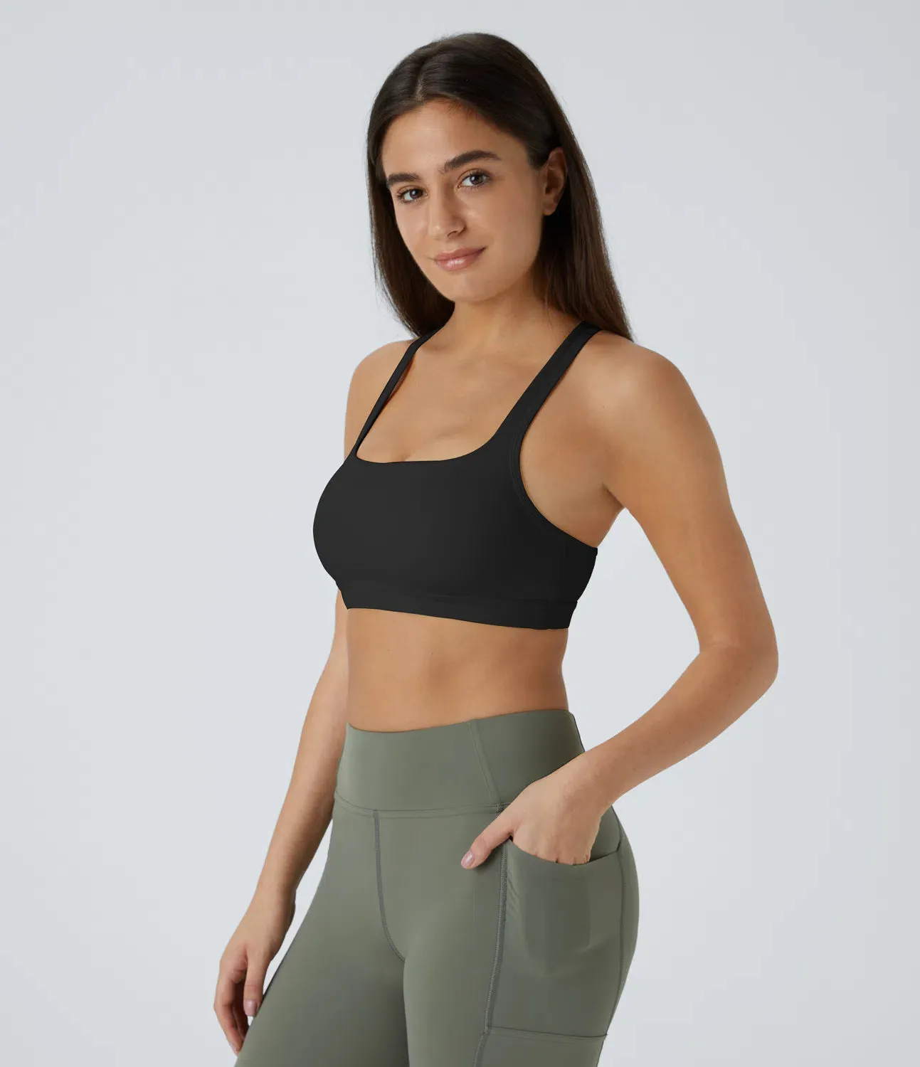 Backless Crisscross Twisted Yoga Sports Bra | Low Support, UPF 50 