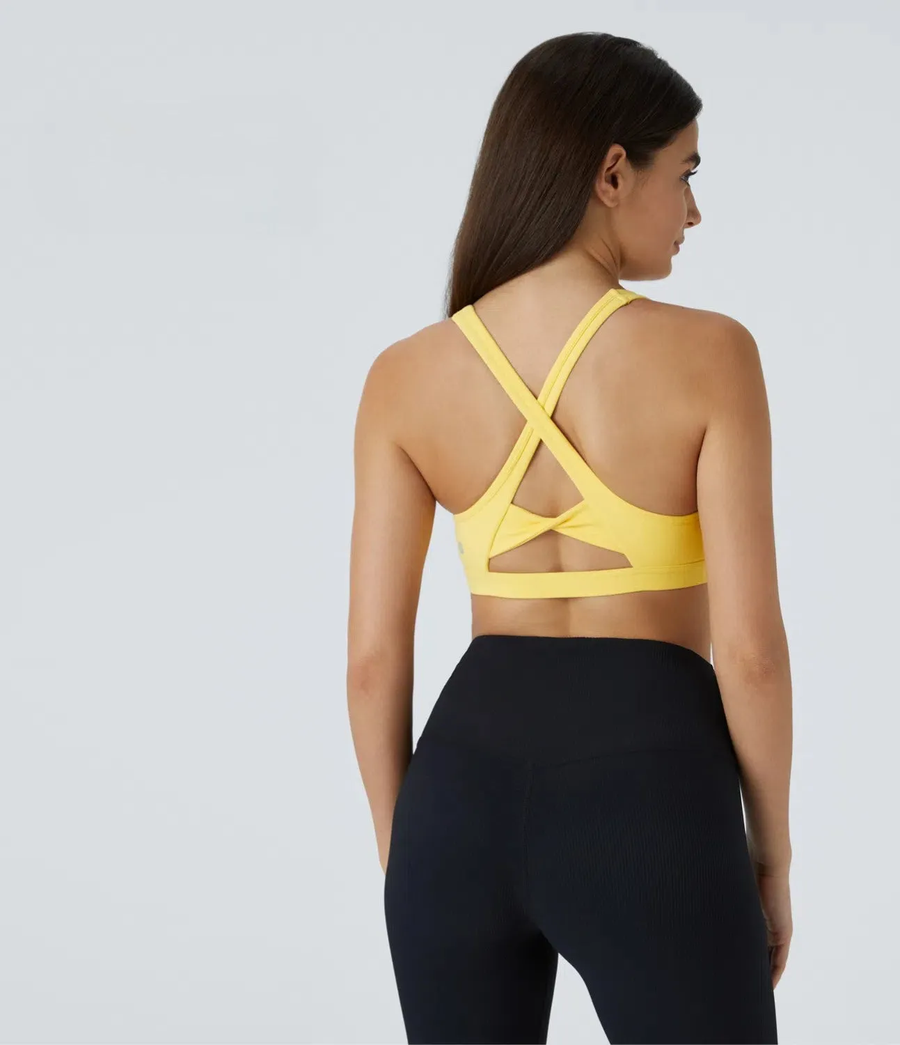 Backless Crisscross Twisted Yoga Sports Bra | Low Support, UPF 50 