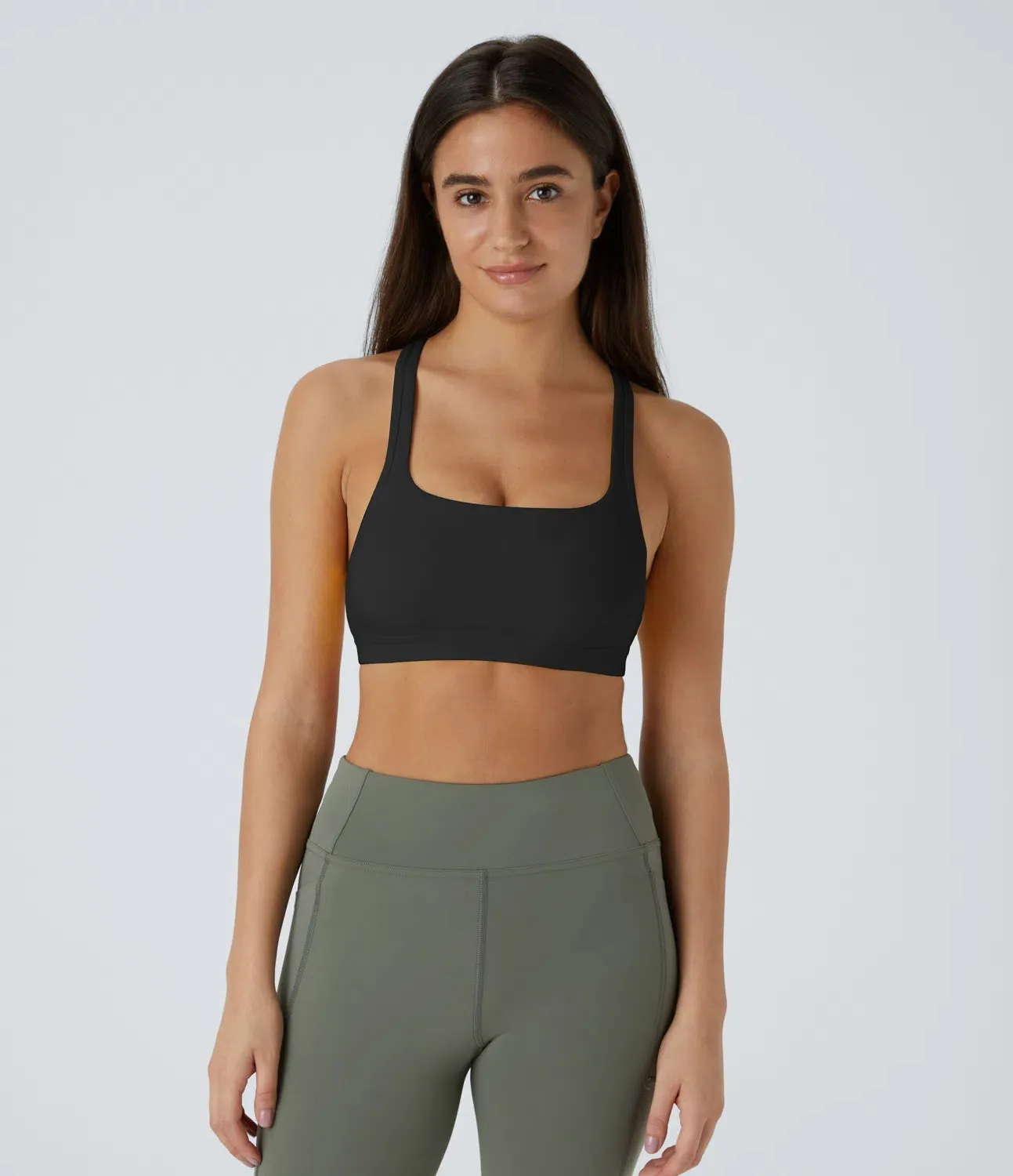 Backless Crisscross Twisted Yoga Sports Bra | Low Support, UPF 50 