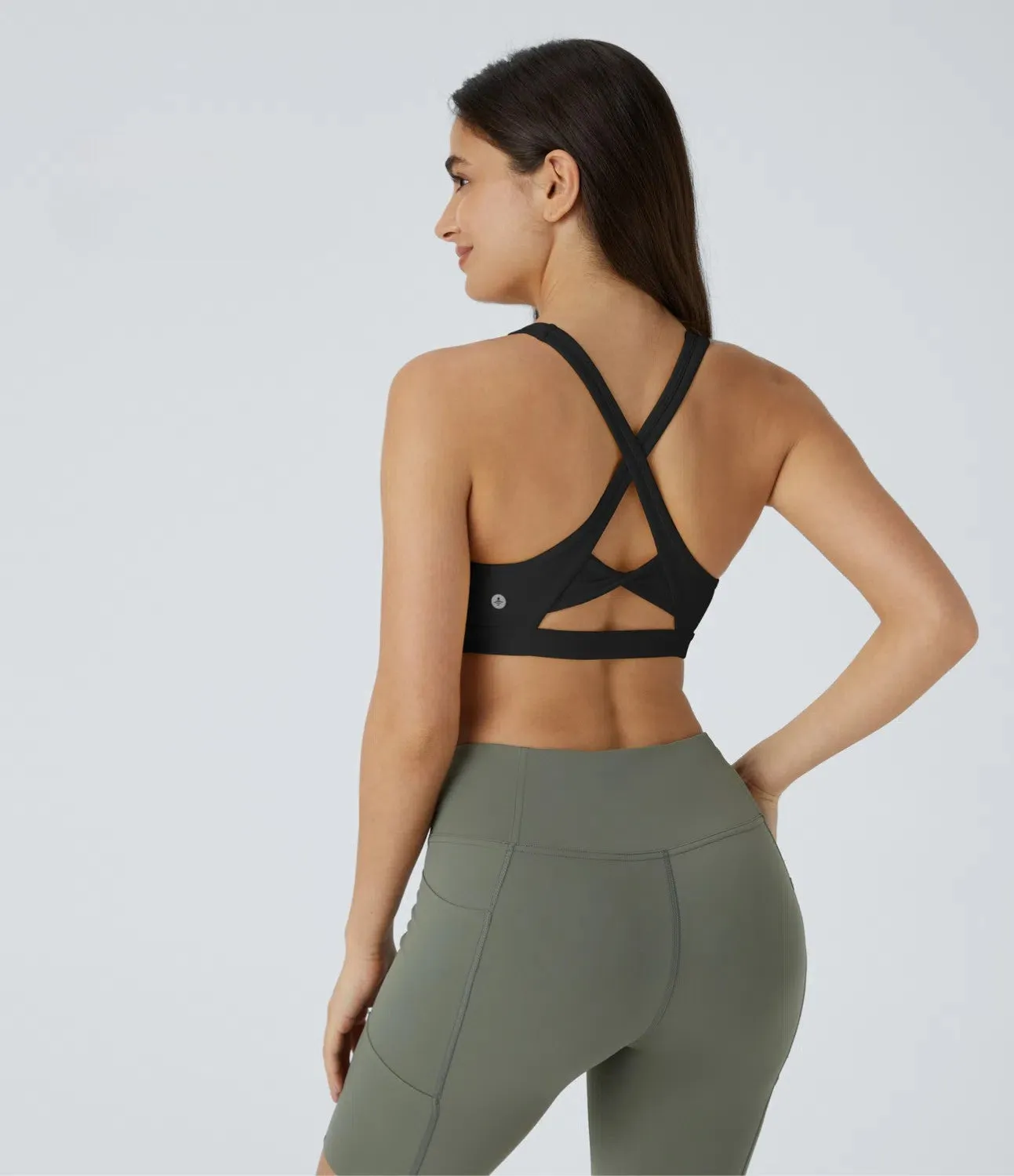 Backless Crisscross Twisted Yoga Sports Bra | Low Support, UPF 50 