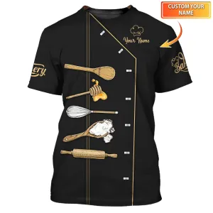 Baking Supplies, Baker, Bakery Chef, Personalized Name 3D Tshirt (Non Workwear)