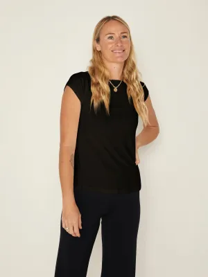 Bamboo Boat Neck T Shirt - Black