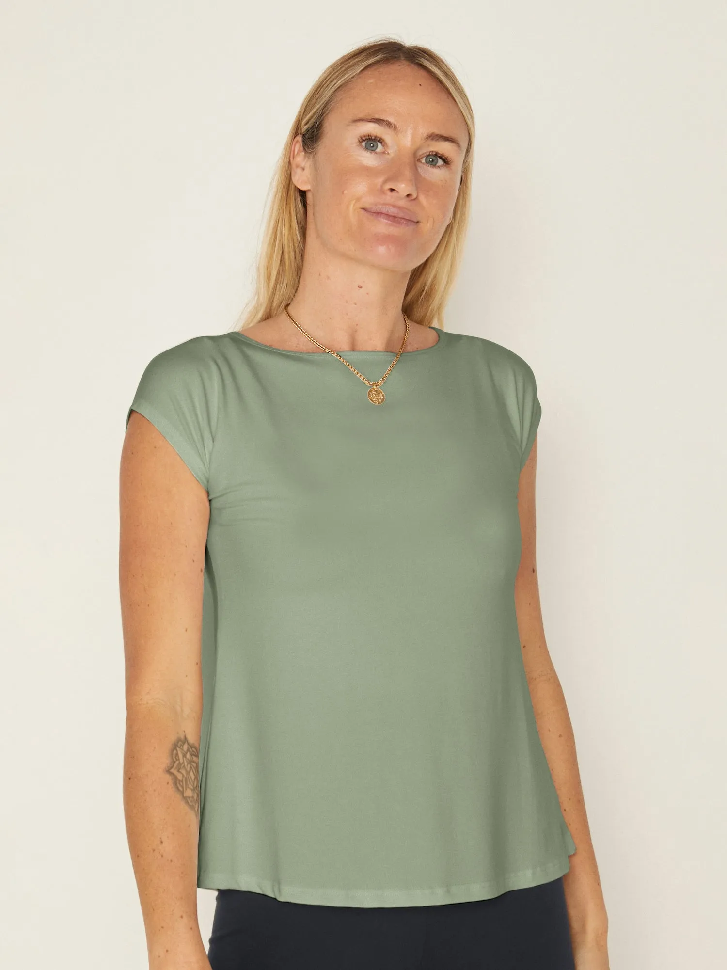 Bamboo Boat Neck T Shirt - Eucalyptus