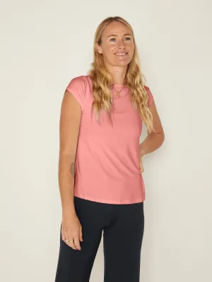 Bamboo Boat Neck T Shirt - Pink Clay