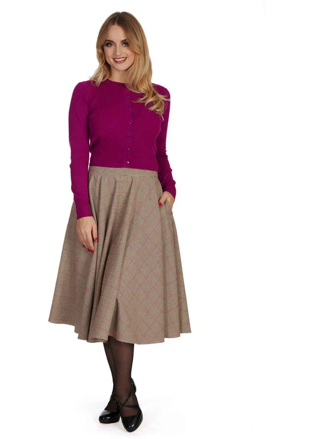 Banned Sylvia 50's Cardigan Magenta