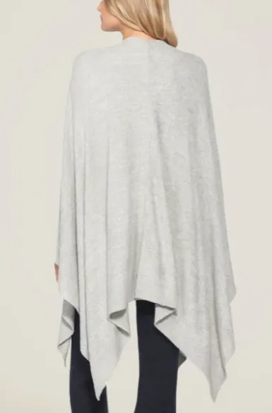 Barefoot Dreams CozyChic Heathered Weekend Wrap Pewter-Pearl