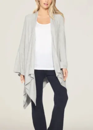 Barefoot Dreams CozyChic Heathered Weekend Wrap Pewter-Pearl