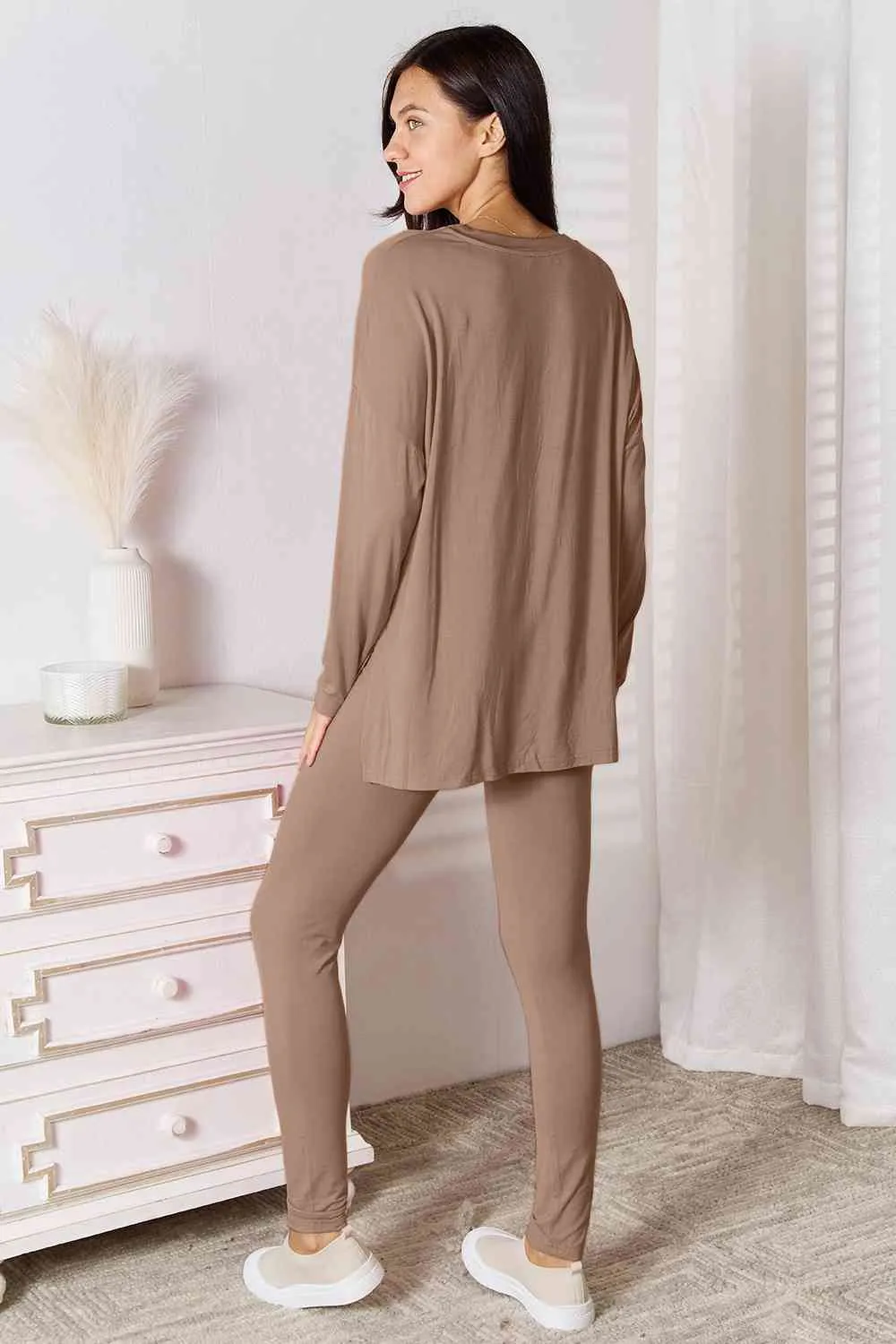 Basic Bae Full Size V-Neck Soft Rayon Long Sleeve Top and Pants Lounge Set (5 Colors)