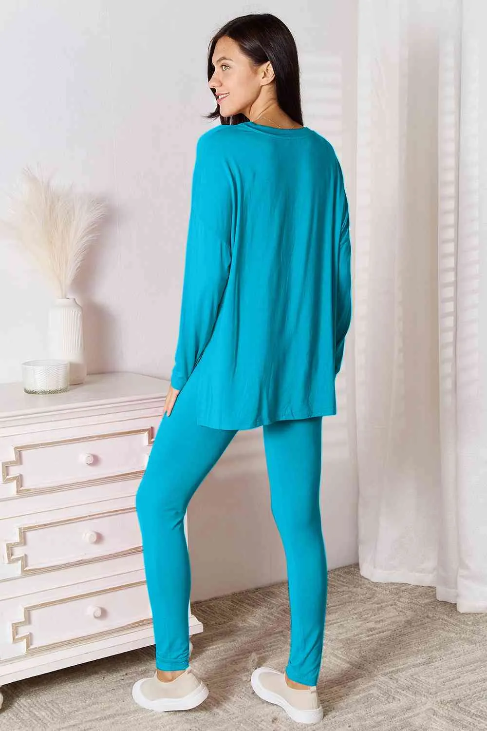 Basic Bae Full Size V-Neck Soft Rayon Long Sleeve Top and Pants Lounge Set (5 Colors)