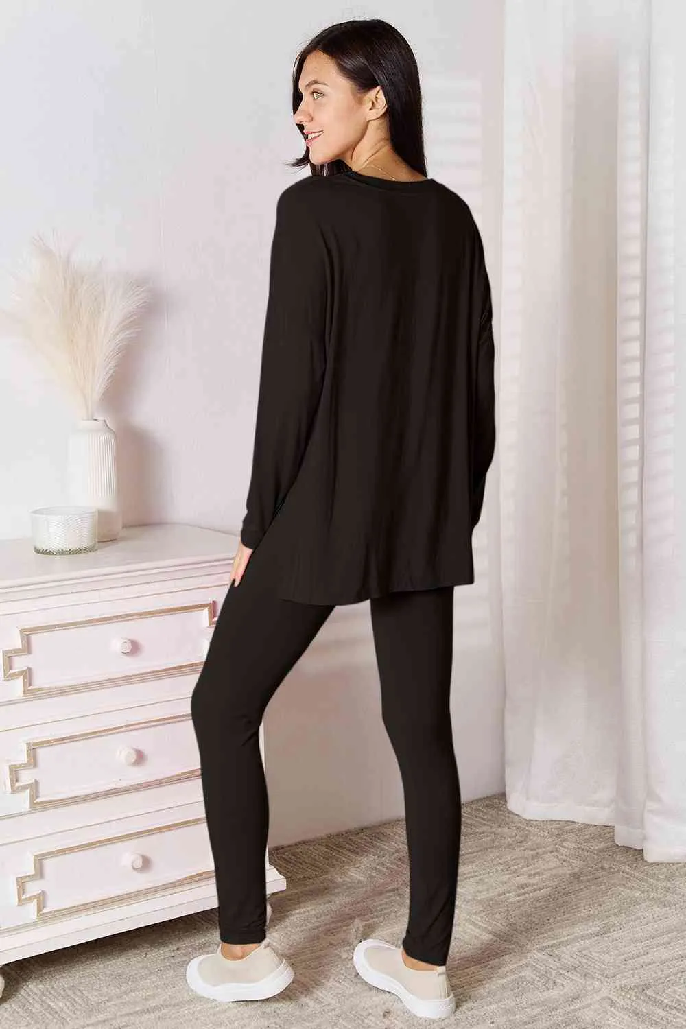 Basic Bae Full Size V-Neck Soft Rayon Long Sleeve Top and Pants Lounge Set (5 Colors)