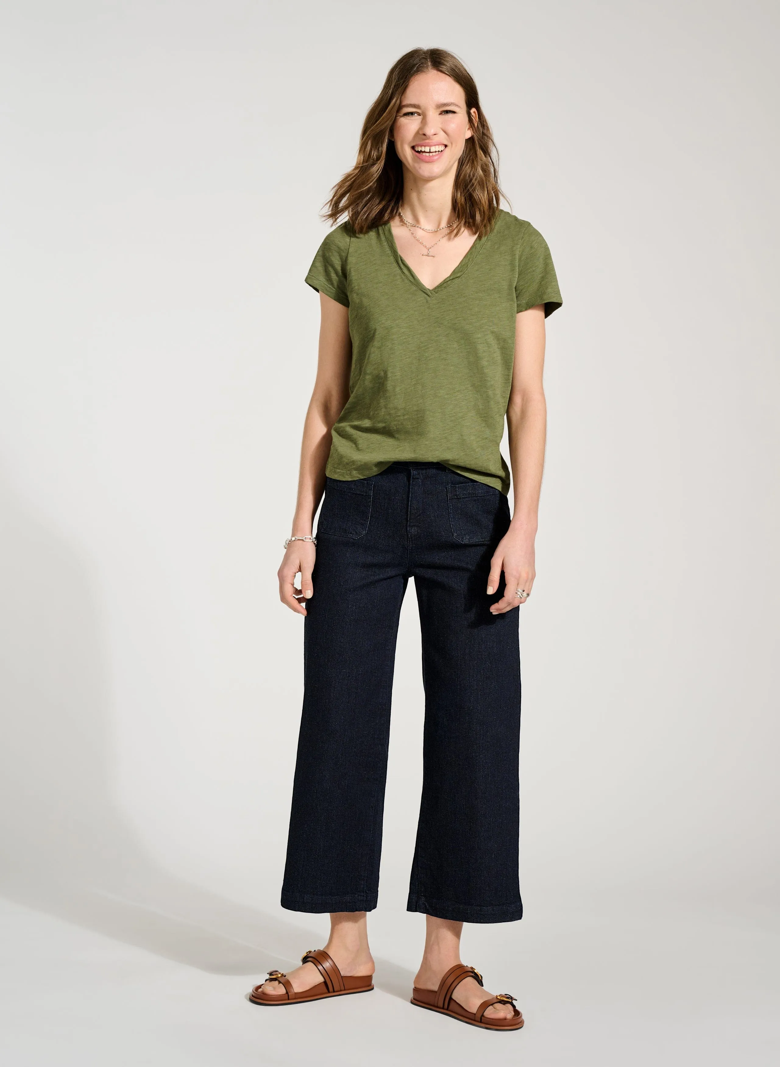 Baukjen Essentials Organic Cotton V-Neck Tee | Light Khaki