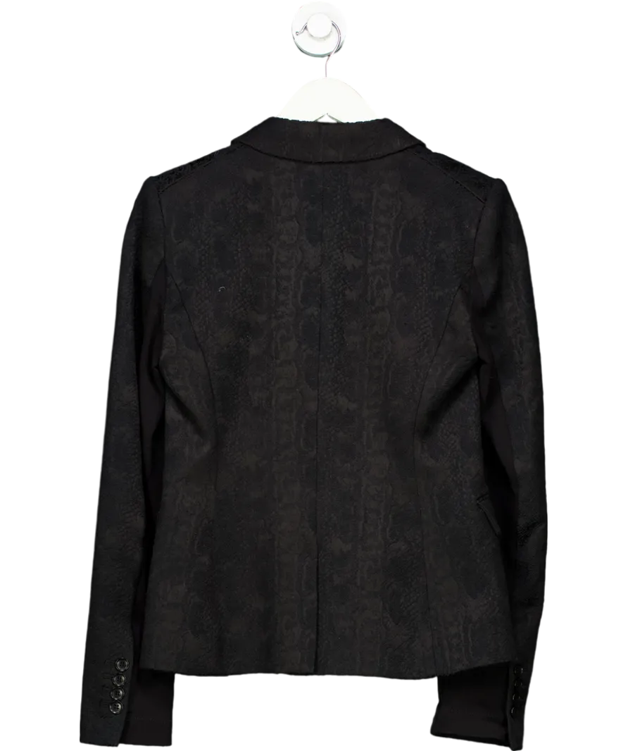 BCBGMAXAZRIA Black Single Button Textured Suit Jacket UK XXS
