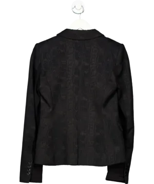 BCBGMAXAZRIA Black Single Button Textured Suit Jacket UK XXS