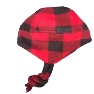 BEANIE W/ EAR LUGS BUFFALO CHECK RED