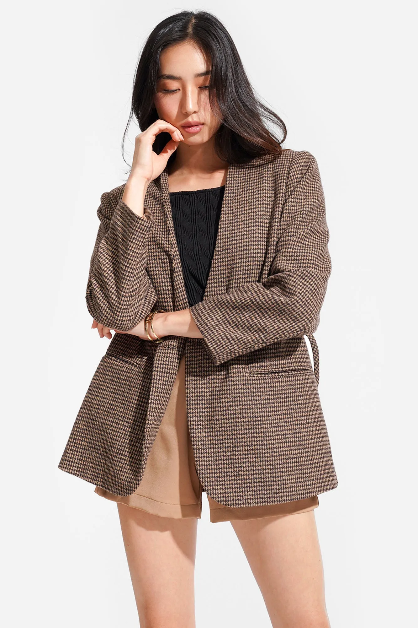 Belted Tweed Blazer