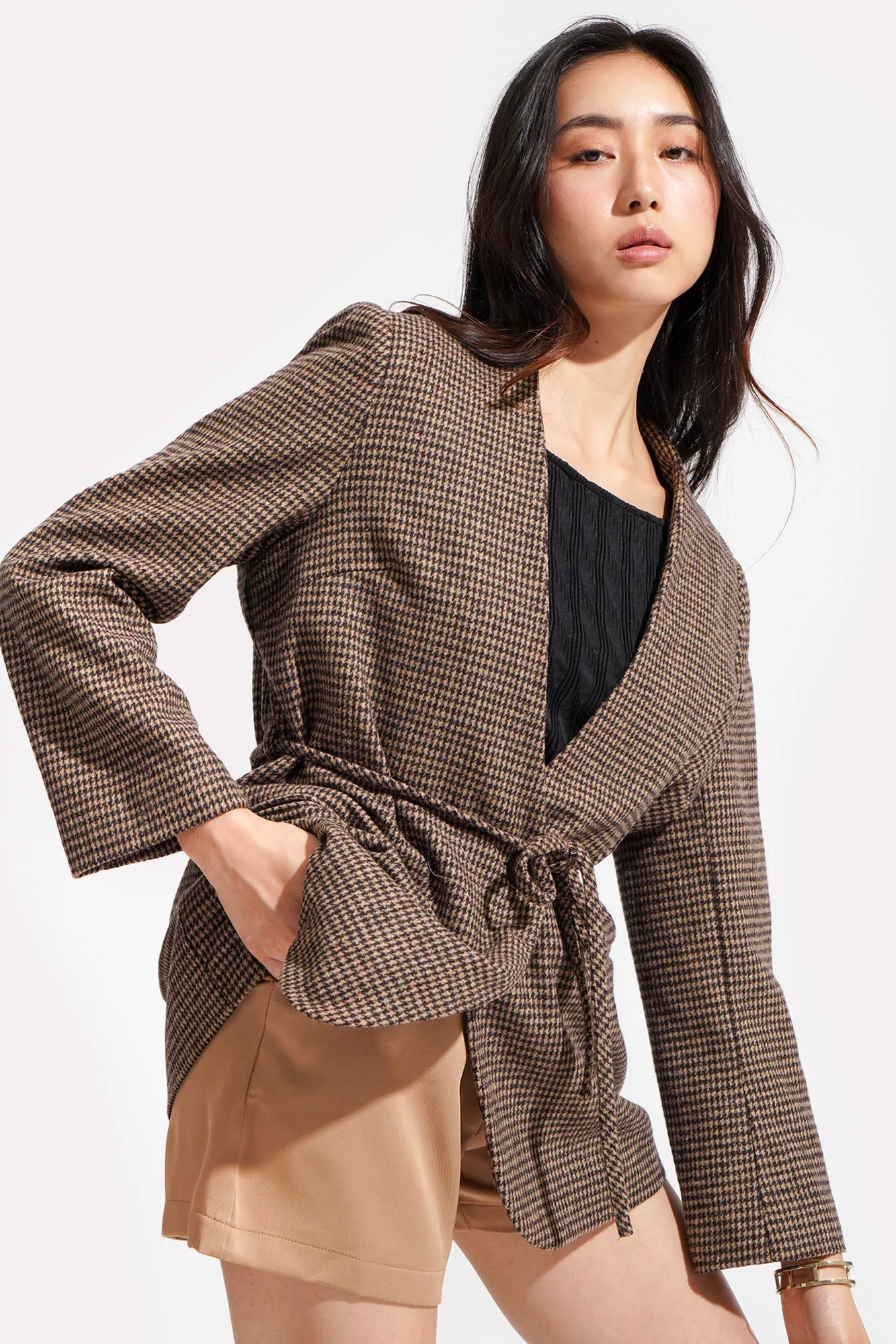 Belted Tweed Blazer