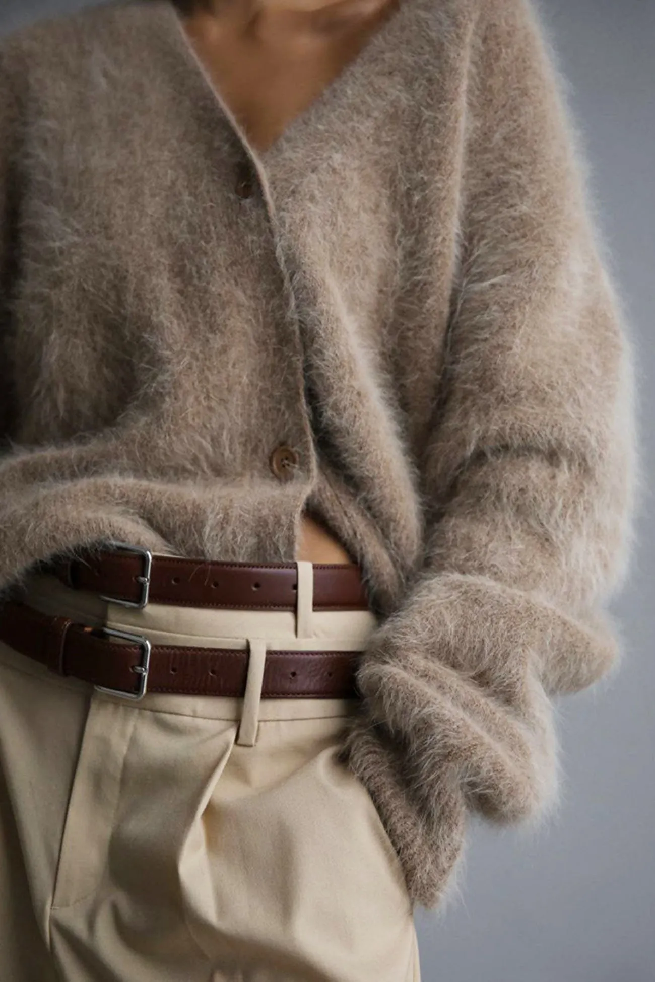 BerryBetty - V Neck Imitation Mink Hair Cardigan