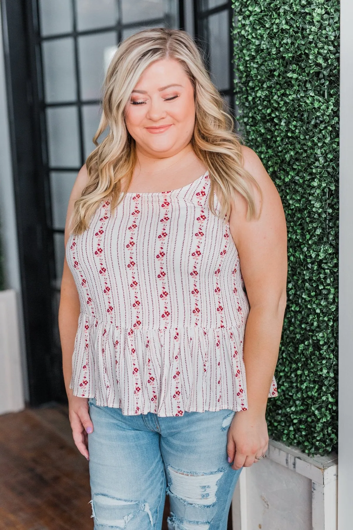 Better Together Floral Babydoll Tank Top- Ivory