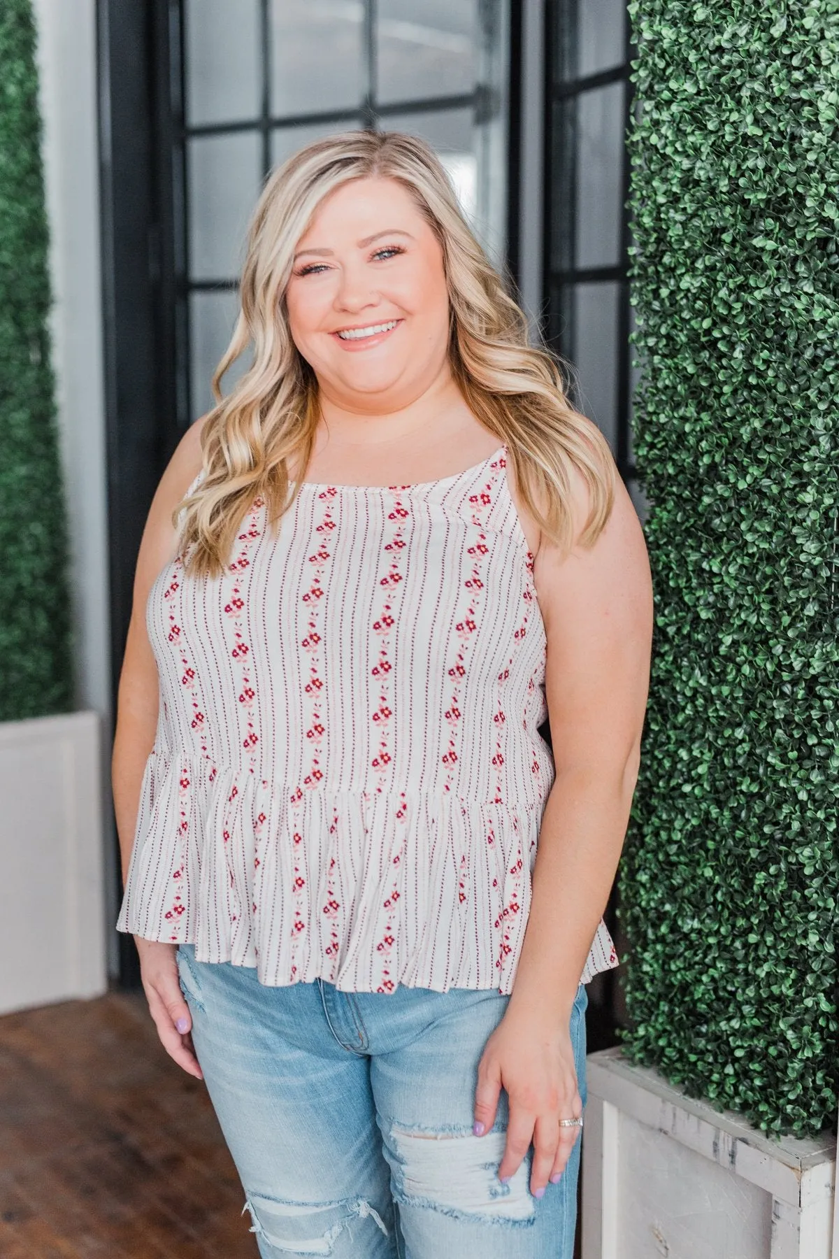 Better Together Floral Babydoll Tank Top- Ivory