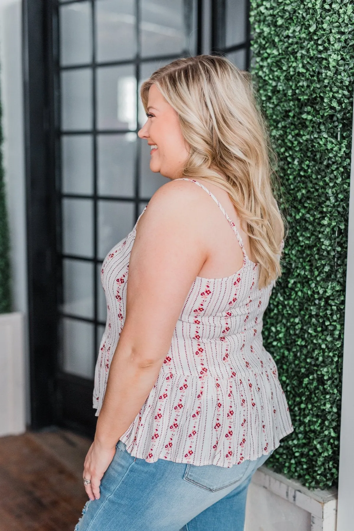 Better Together Floral Babydoll Tank Top- Ivory