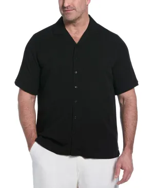 Big & Tall Solid Textured Cuban Collar Shirt