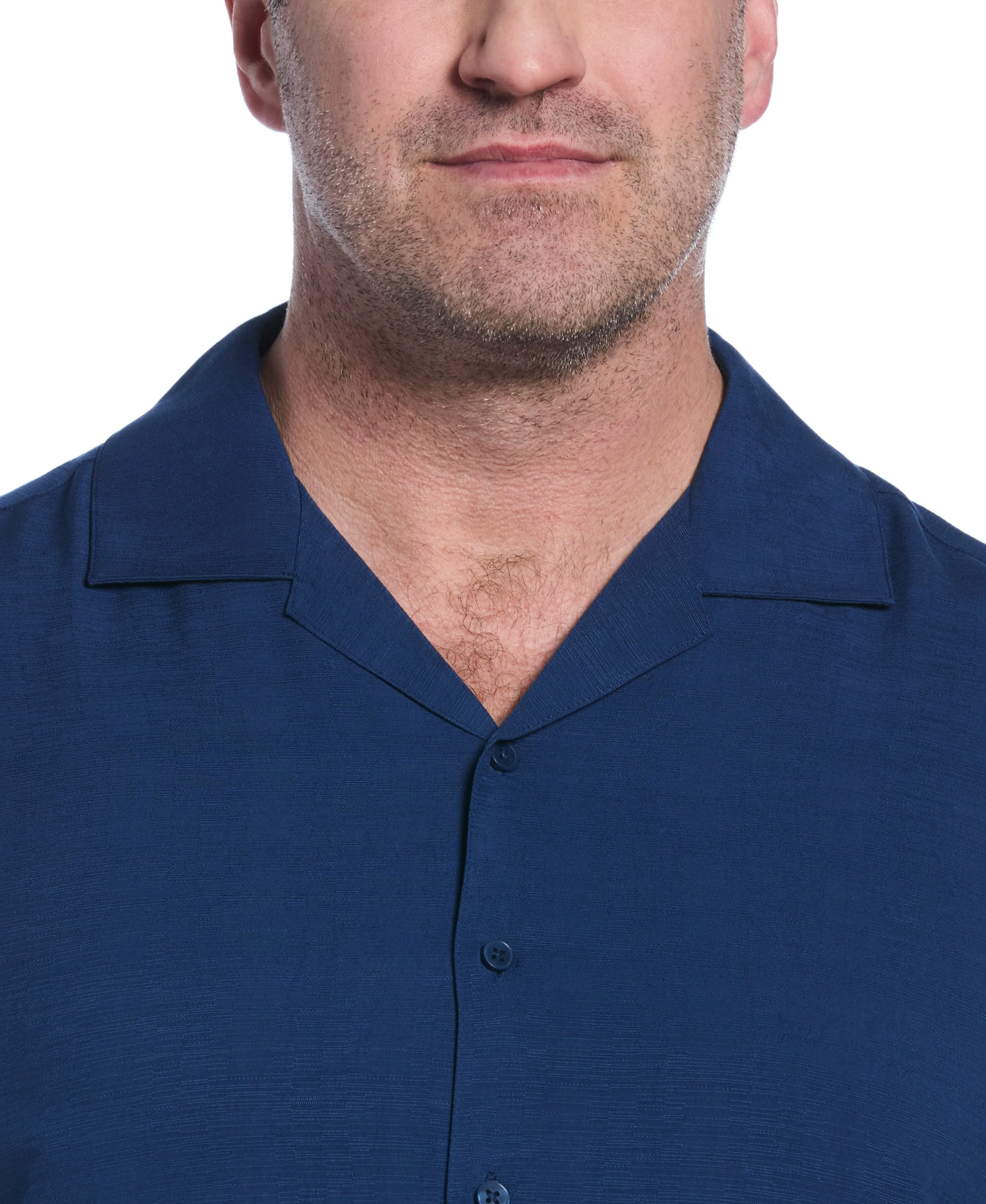 Big & Tall Solid Textured Cuban Collar Shirt