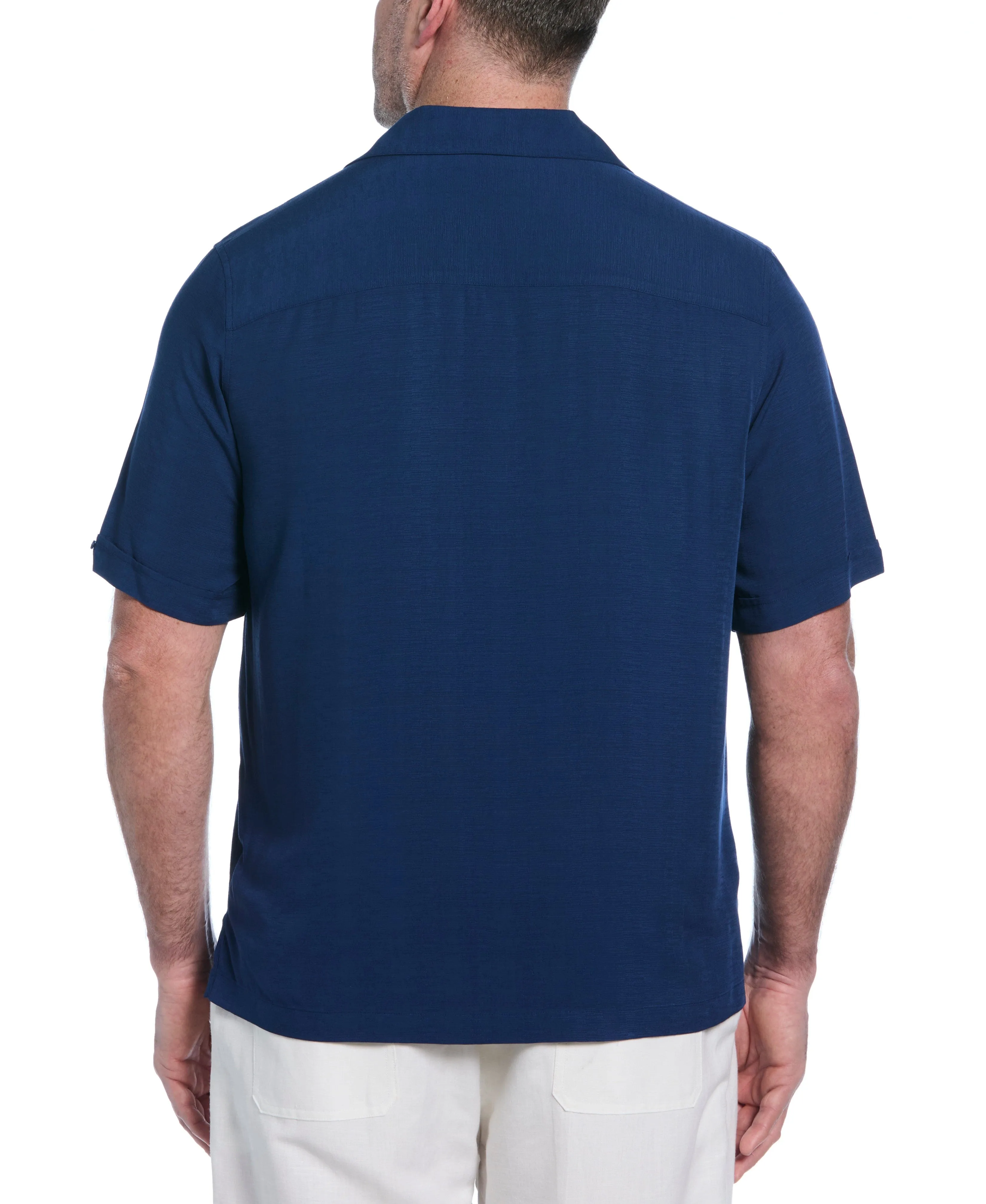 Big & Tall Solid Textured Cuban Collar Shirt