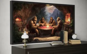 Bigfoot Playing Poker Canvas Wall Art