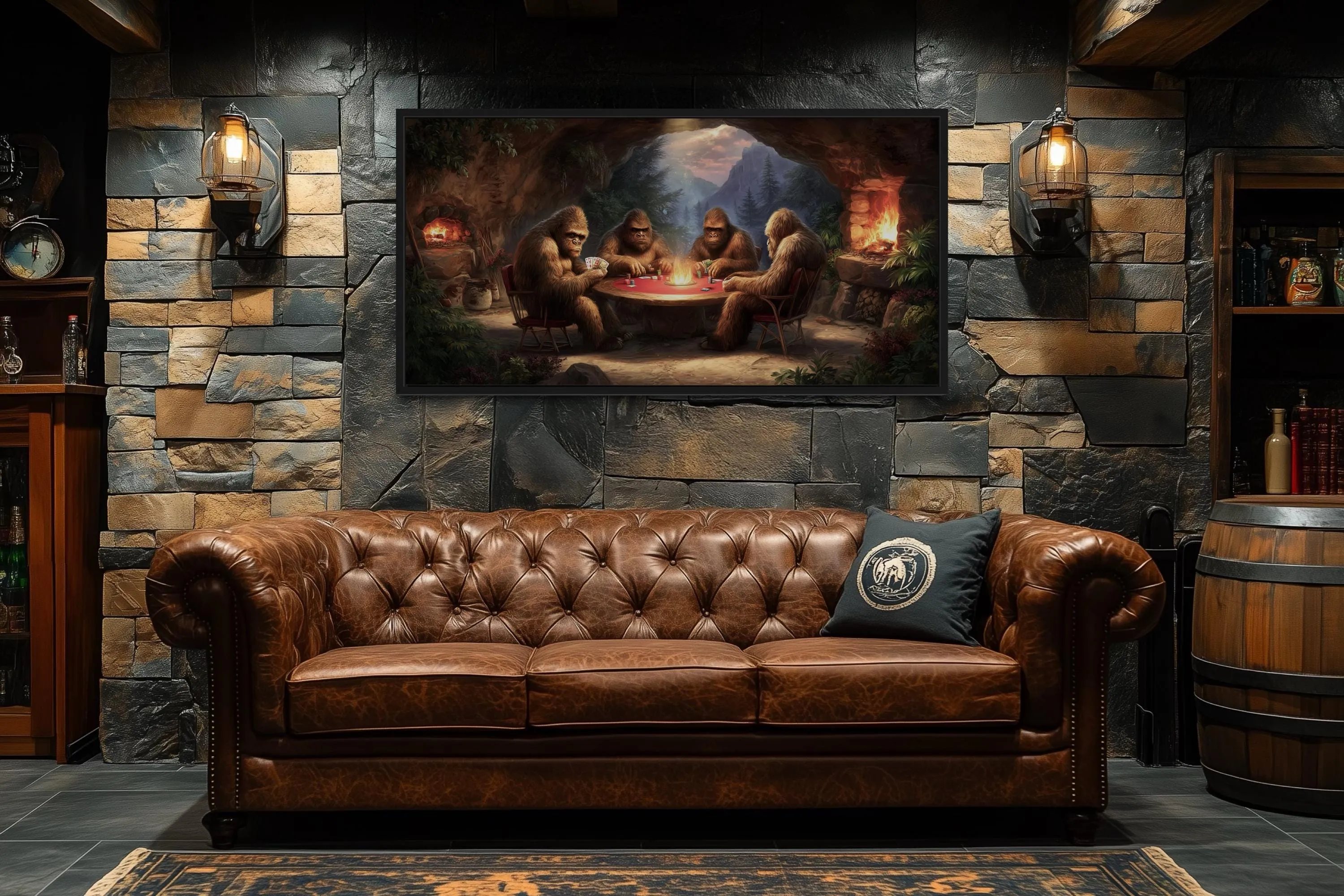 Bigfoot Playing Poker Canvas Wall Art