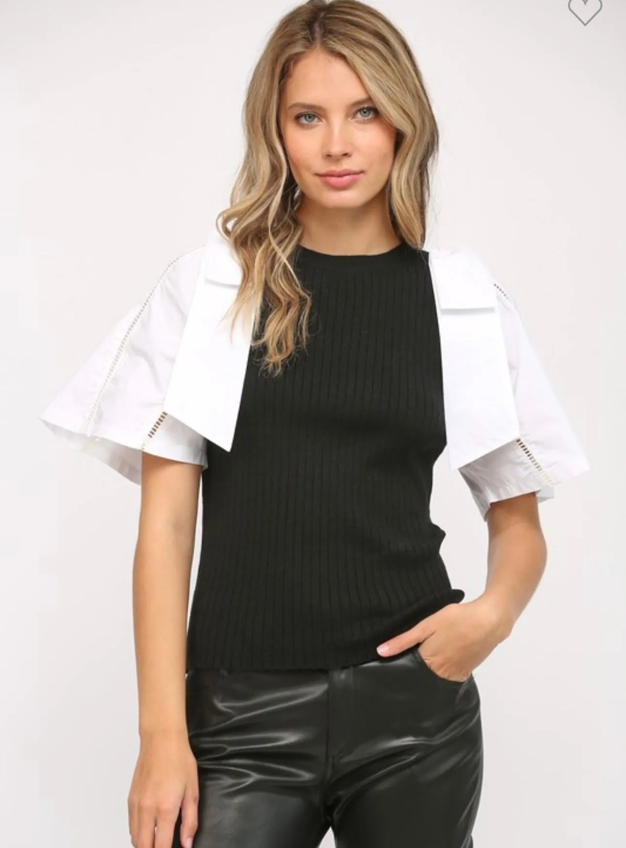 Black & White Bow Sleeve Top