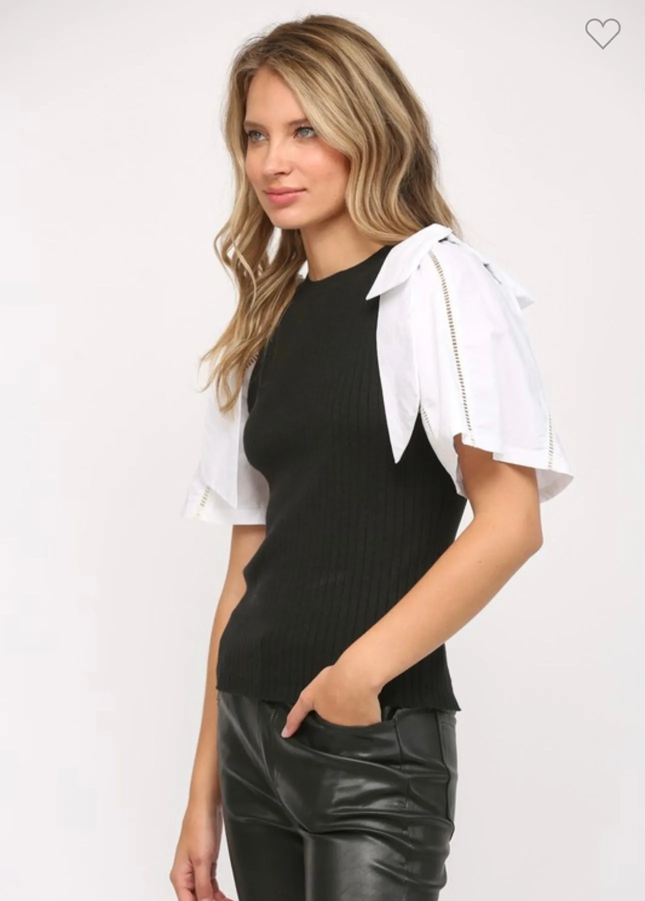 Black & White Bow Sleeve Top