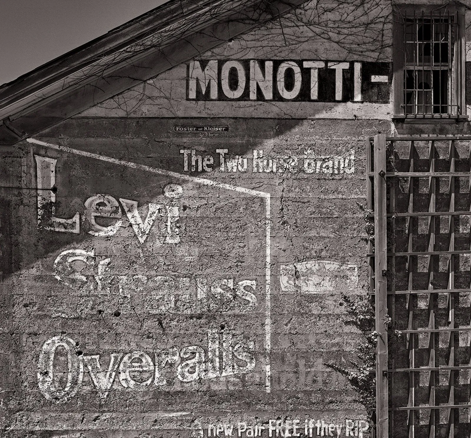 Black and White Photograph, Levi Strauss Wall Sign, CA
