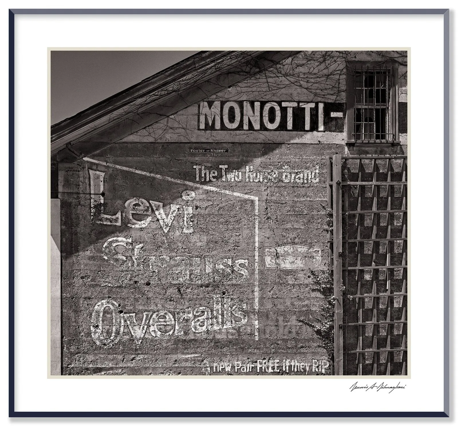 Black and White Photograph, Levi Strauss Wall Sign, CA