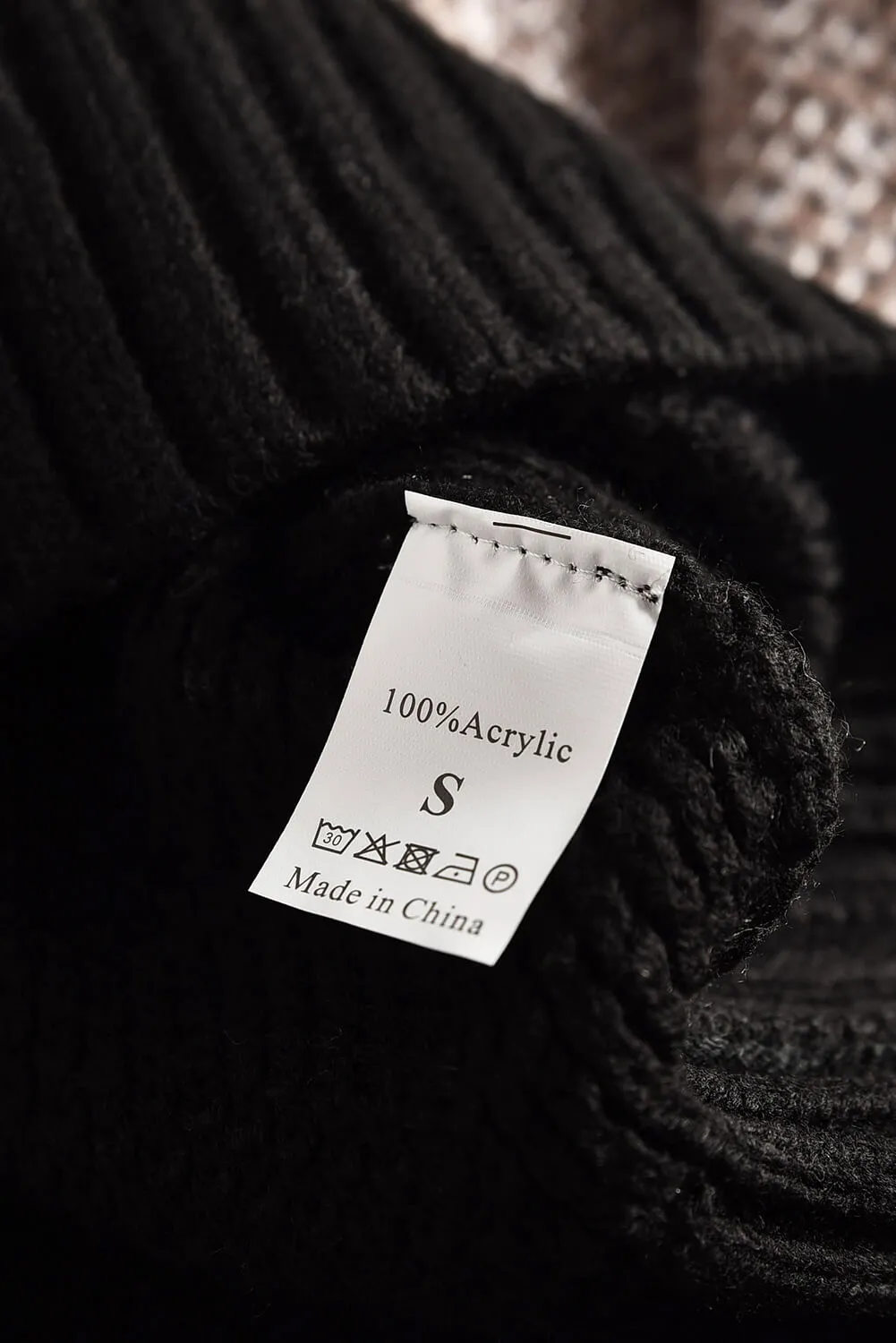 Black Color Block Netted Texture Pullover Sweater