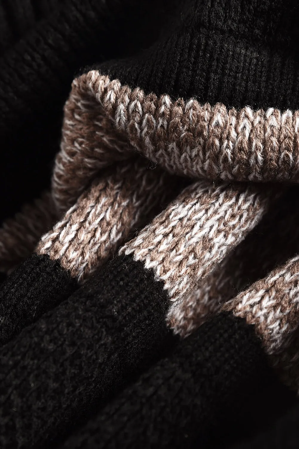 Black Color Block Netted Texture Pullover Sweater