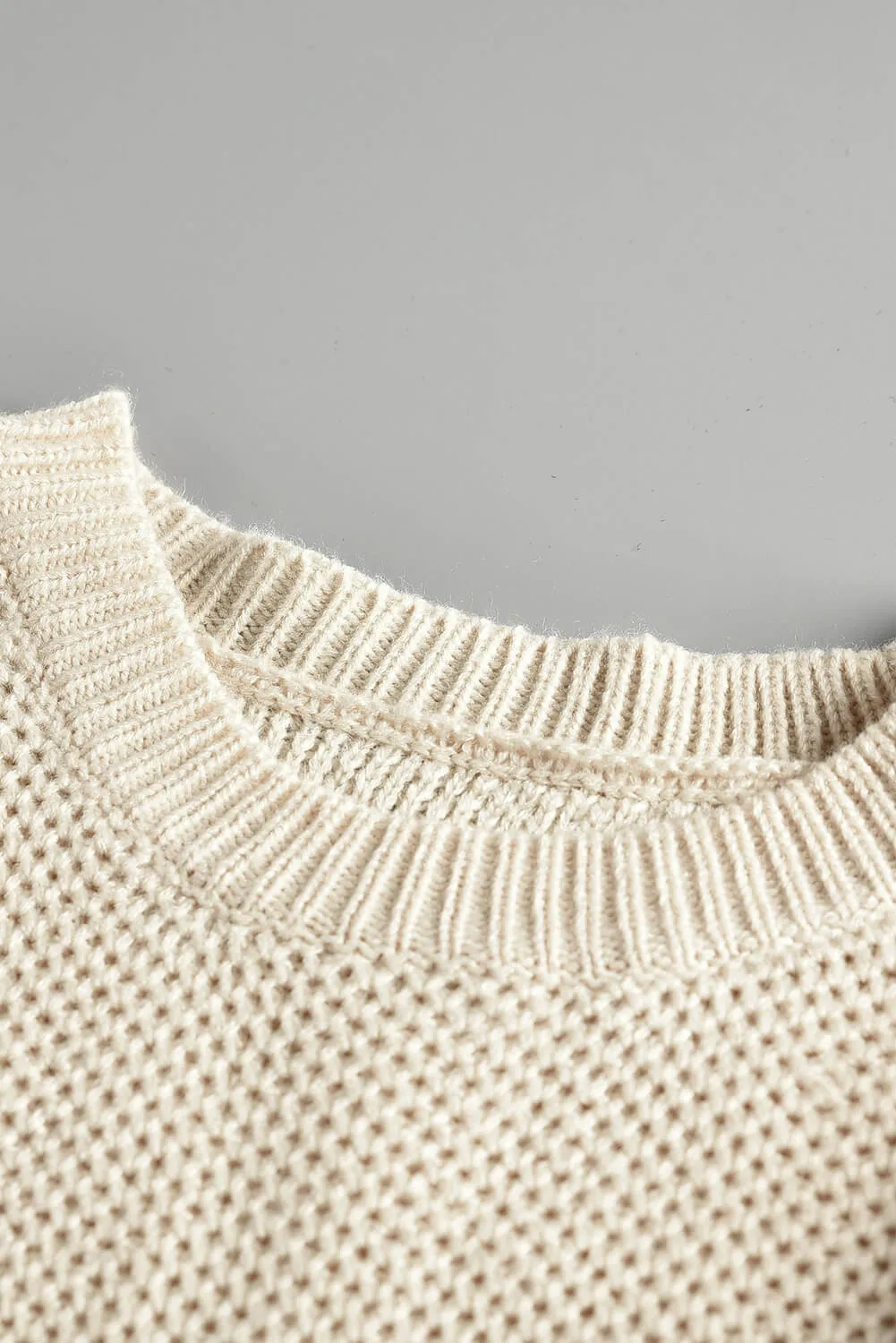 Black Color Block Netted Texture Pullover Sweater