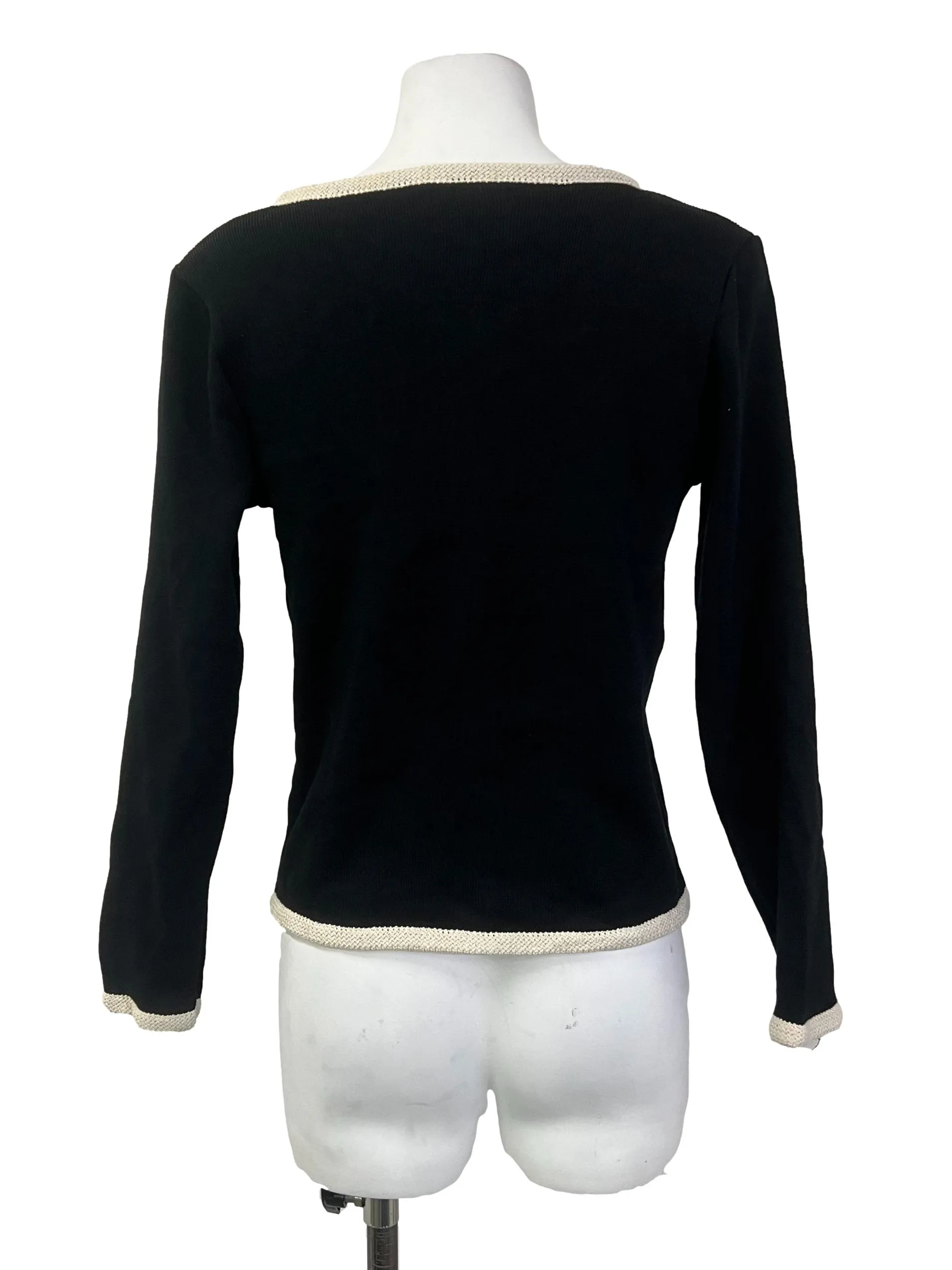 Black Cream Trim Cardigan