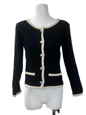 Black Cream Trim Cardigan