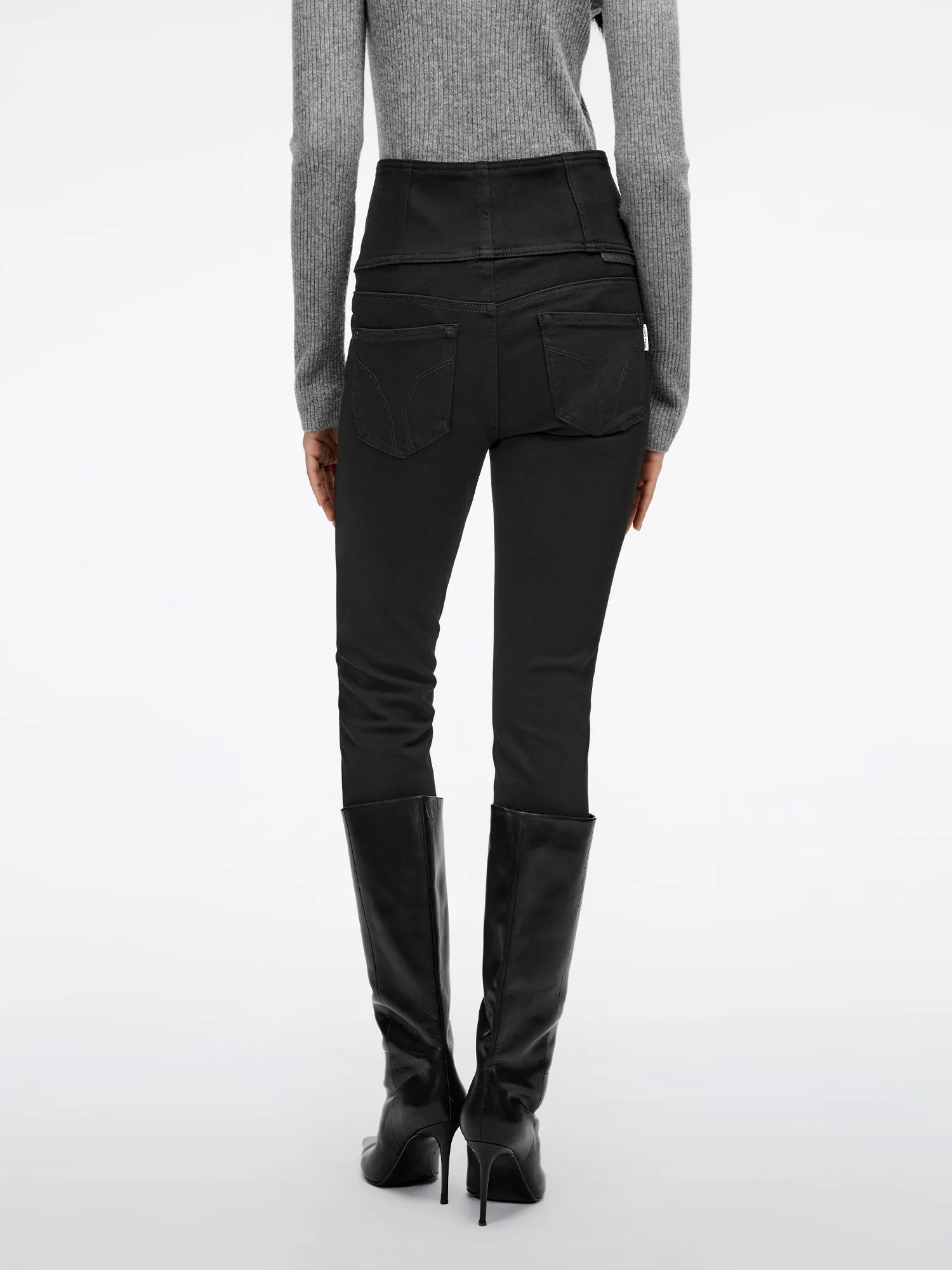 Black High Waisted Slim Fit Jeans With Four Buttons