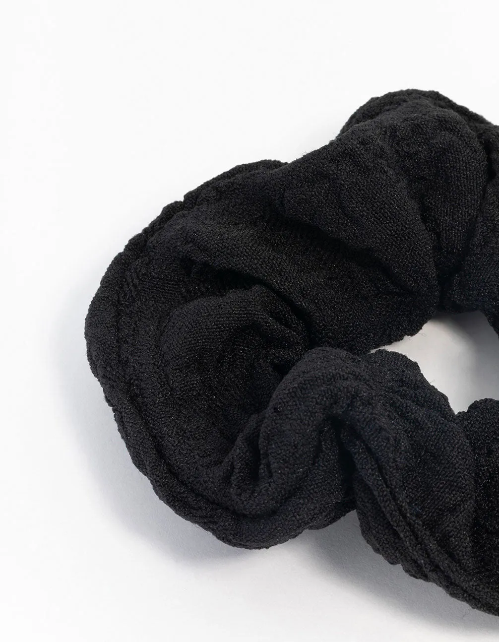 Black Seersucker Fabric Scrunchie
