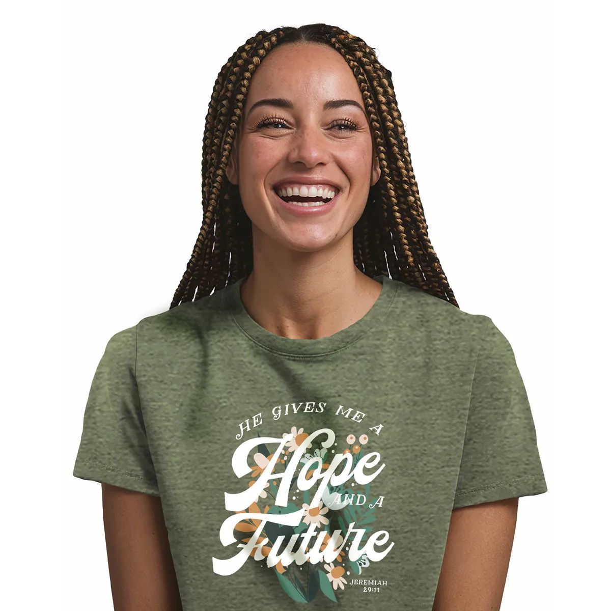 Blessed Girl Womens Boyfriend T-Shirt Hope And Future Floral