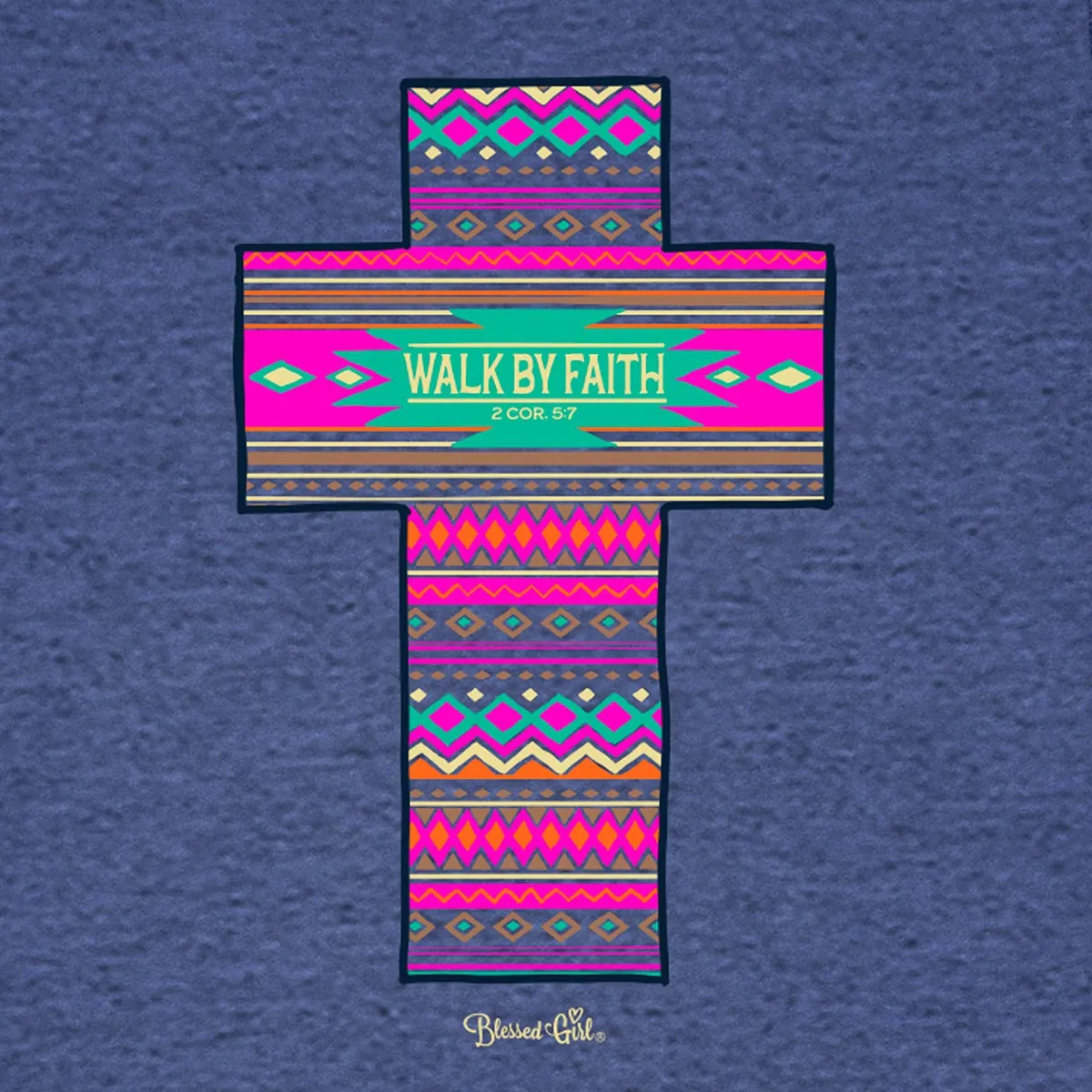 Blessed Girl Womens Boyfriend T-Shirt Southwest Cross
