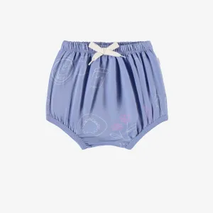 Bloomer bleu lavande à motif en coton extensible, bébé || Lavender blue patterned bloomer in stretch cotton, baby
